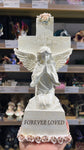 26cm Kneeling Prayer Angel on Cross "Forever Loved"