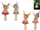 23CM FAIRY ON MUSHROOM GARDEN STAKE 4 DESIGNS AVAILABLE