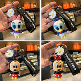 Keyring with silicone Micky, Minnie, Daisy or Donald