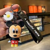 Keyring with silicone Micky, Minnie, Daisy or Donald