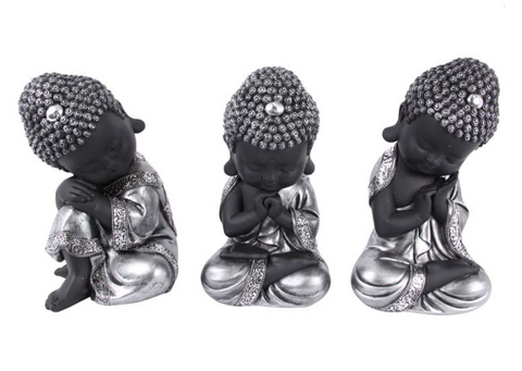 22CM SILVER CUTE SITTING BUDDHA 3 DIFFERENT AVAILABLE