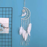 MOON SHAPE DREAMCATCHER WITH FEATHER