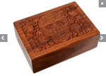 18X13CM CANDY SKULL CARVED SHEESHAM WOOD BOX 5X7" - JEWELLERIES ARE NOT INCLUDED