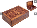 18X13CM TREE OF LIFE CARVED SHEESHAM WOOD BOX 5X7" - JEWELLERIES ARE NOT INCLUDED