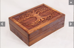 18X13CM TREE OF LIFE CARVED SHEESHAM WOOD BOX 5X7" - JEWELLERIES ARE NOT INCLUDED