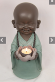 31CM TURQUOISE MONK WITH TEALIGHT