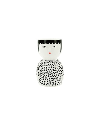 POT GIRL -BLACK N WHT10X8.5X15.6CM