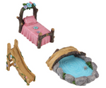 FAIRY GARDEN ACCESSORIES -BED/SLIDE/POND