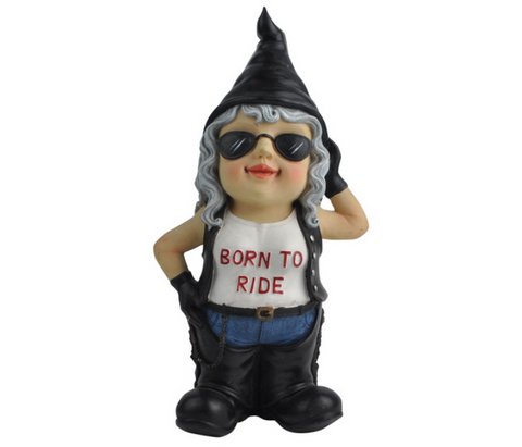 33CM BORN TO RIDE BIKER CHICK GNOME