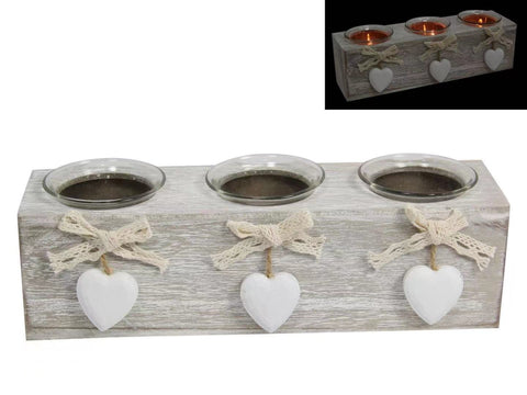 25CM HEART TRIPLE CANDLE HOLDER DÉCOR (GIFT BOX)