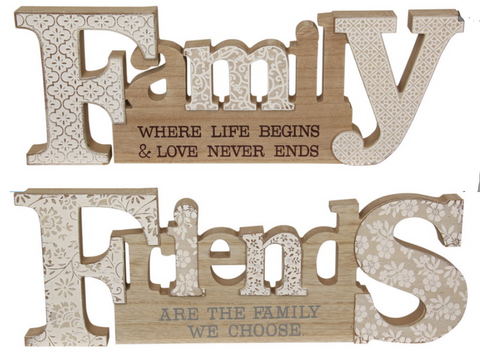 40CM MDF FAMILY/FRIEND DECOR SIGN 2 DIFFERENT AVAILABLE