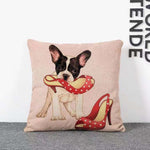 44CM Linen Cushion Covers with Dog - cushion inserts are not included