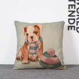 44CM Linen Cushion Covers with Dog - cushion inserts are not included