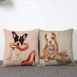 44CM Linen Cushion Covers with Dog - cushion inserts are not included