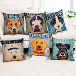 44CM Linen Cushion Covers with 6 available Deisigns with DOG -cushion inserts are not included