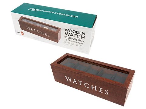 WOOD WATCH BOX 5 COMPART BROWN