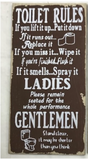 Toilet Rule Wooden Plaque 20*40CM with 2 available Colours