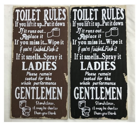 Toilet Rule Wooden Plaque 20*40CM with 2 available Colours